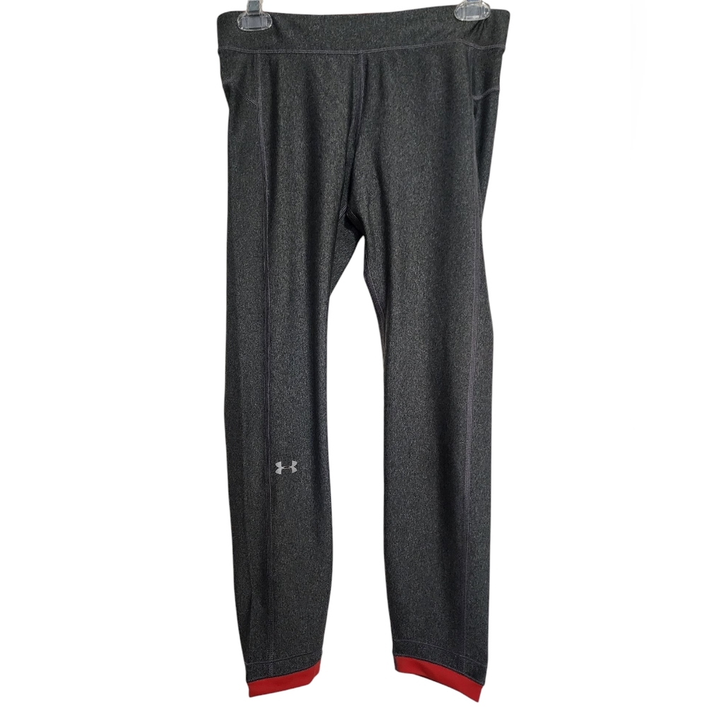 Under Armour Gray Red Trim Capri Compression Leggings SZ Medium